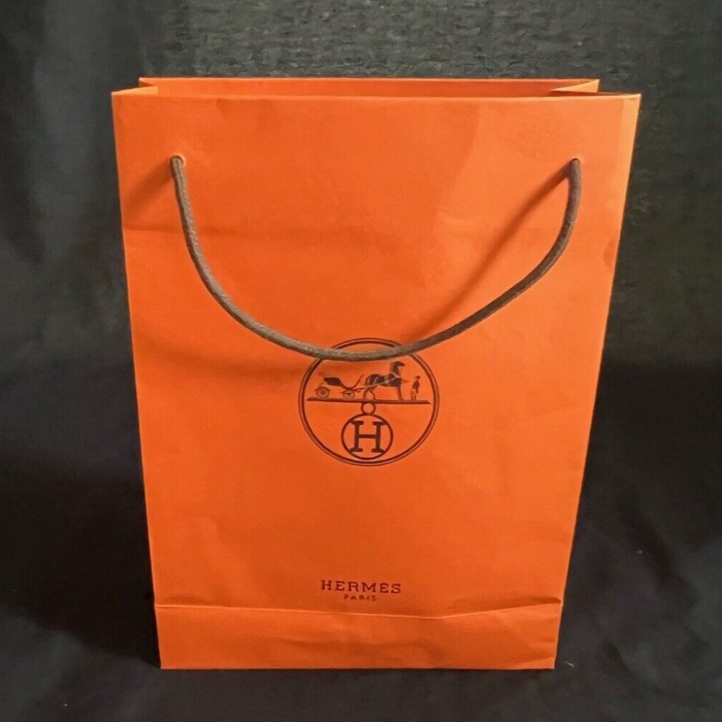 Hermes Paper Reusable Shopping Bag Gift Orange 11 X 8  X 3